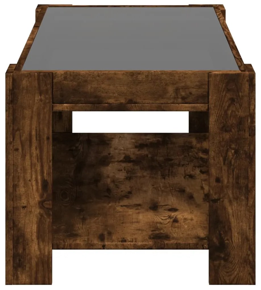 füstös tölgy szerelt fa dohányzóasztal LED-del 93 x 53 x 45 cm