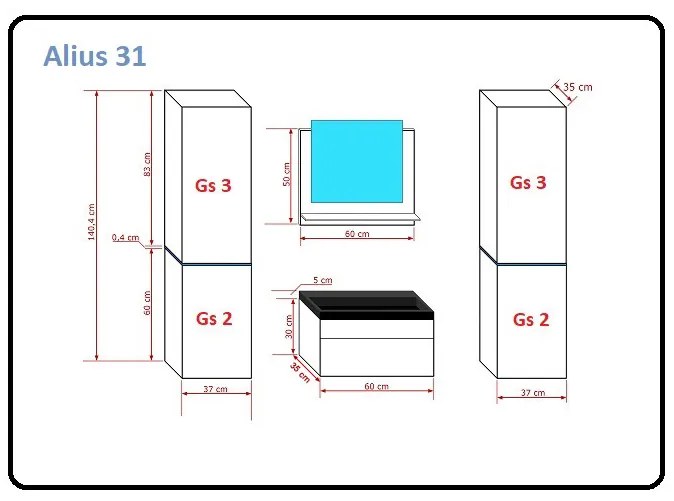 ALIUS 31 SONOMA TÖLGY FÜRDŐSZOBA BÚTOR