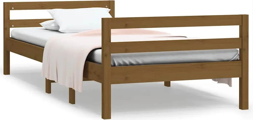 vidaXL mézbarna tömör fenyőfa ágykeret 75 x 190 cm