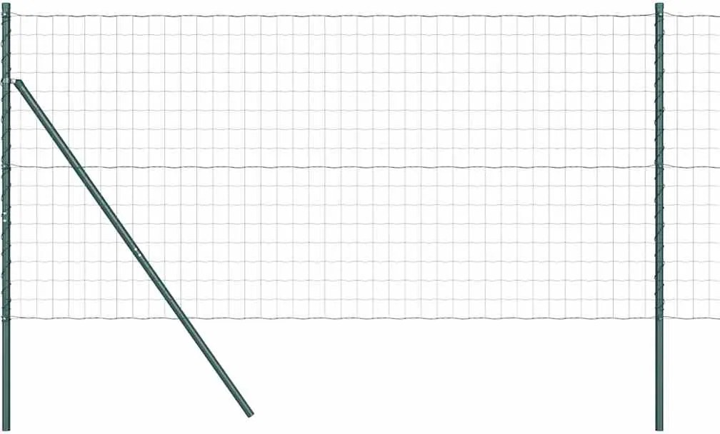 vidaXL Kerítés oszlopokkal Zöld 1,2 x 10 m Acél