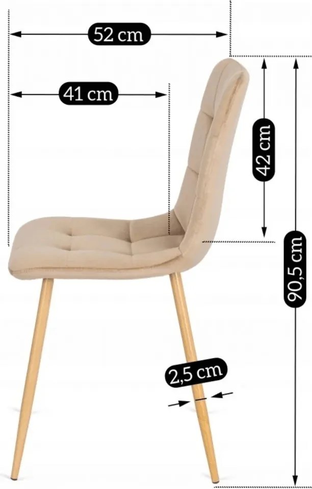 Szék bézs színben, bársony kárpittal FREDY