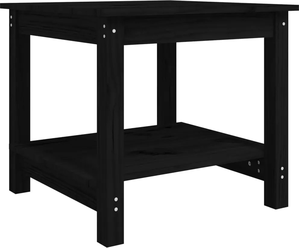 vidaXL fekete tömör fenyőfa dohányzóasztal 50 x 50 x 45 cm