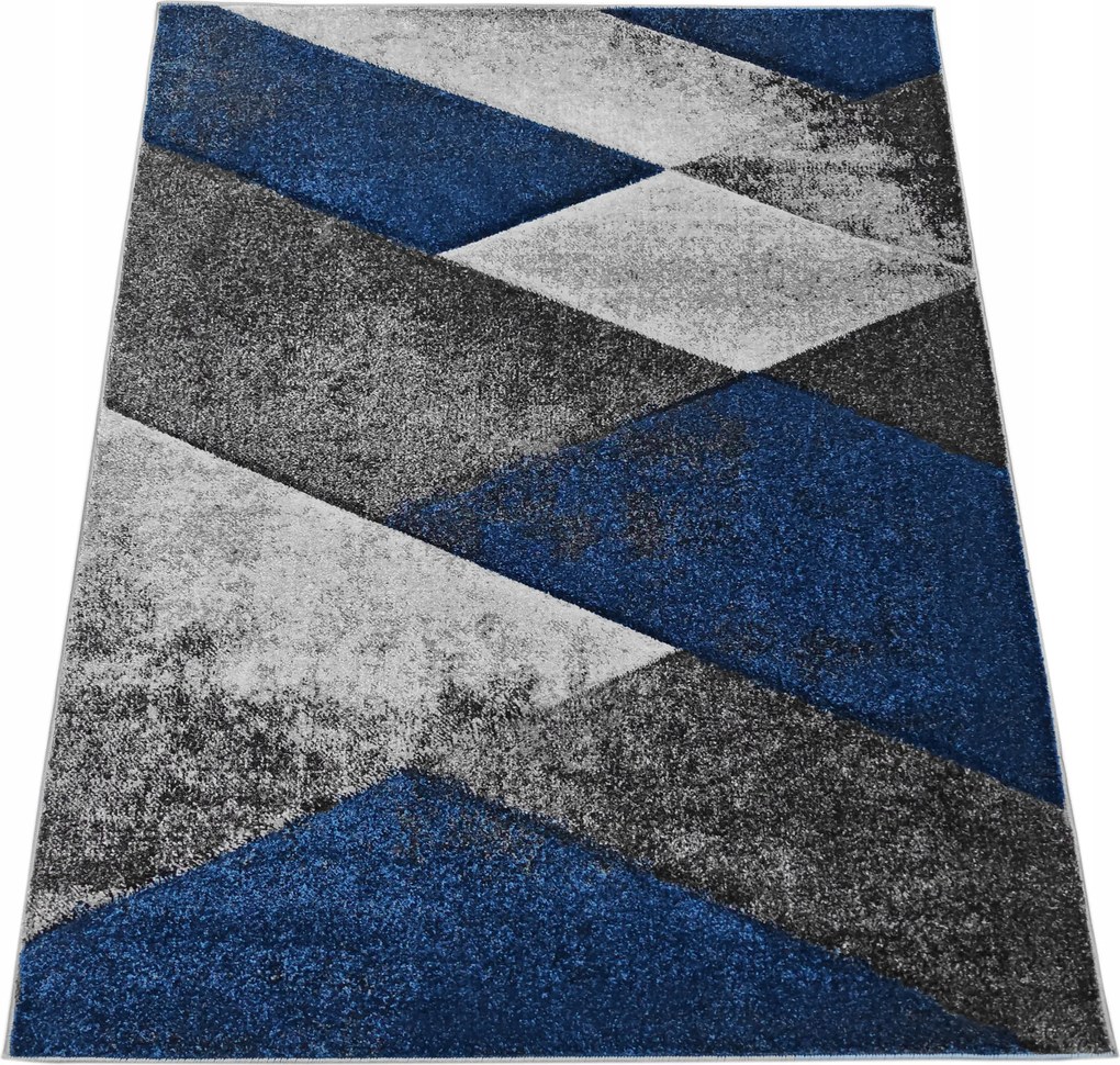 Szőnyeg 160x220 Szürke Sötétkék Kék Modern Geometrikus Nappali
