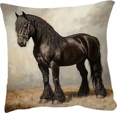 Párnahuzat Fríz Ló Párnahuzat Fekete Ló Velúr Párnahuzat 45x45