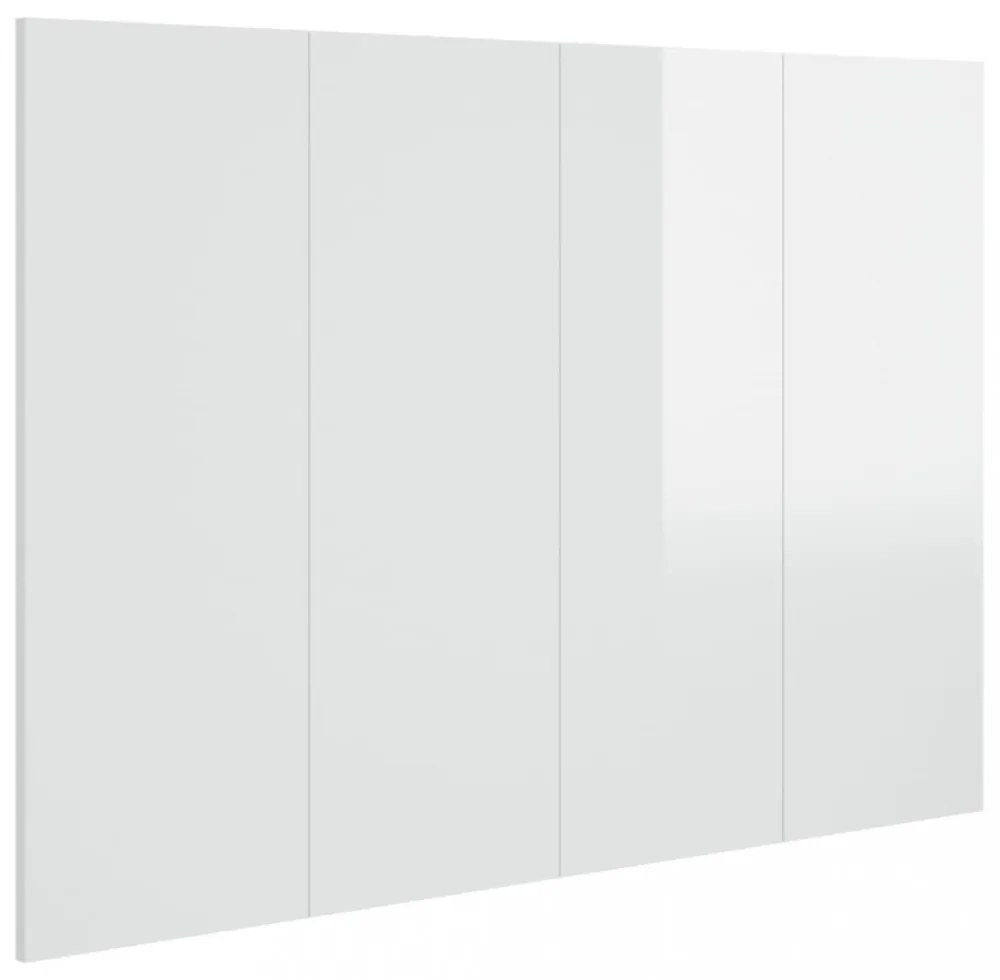 magasfényű fehér szerelt fa ágyfejtámla 120 x 1,5 x 80 cm