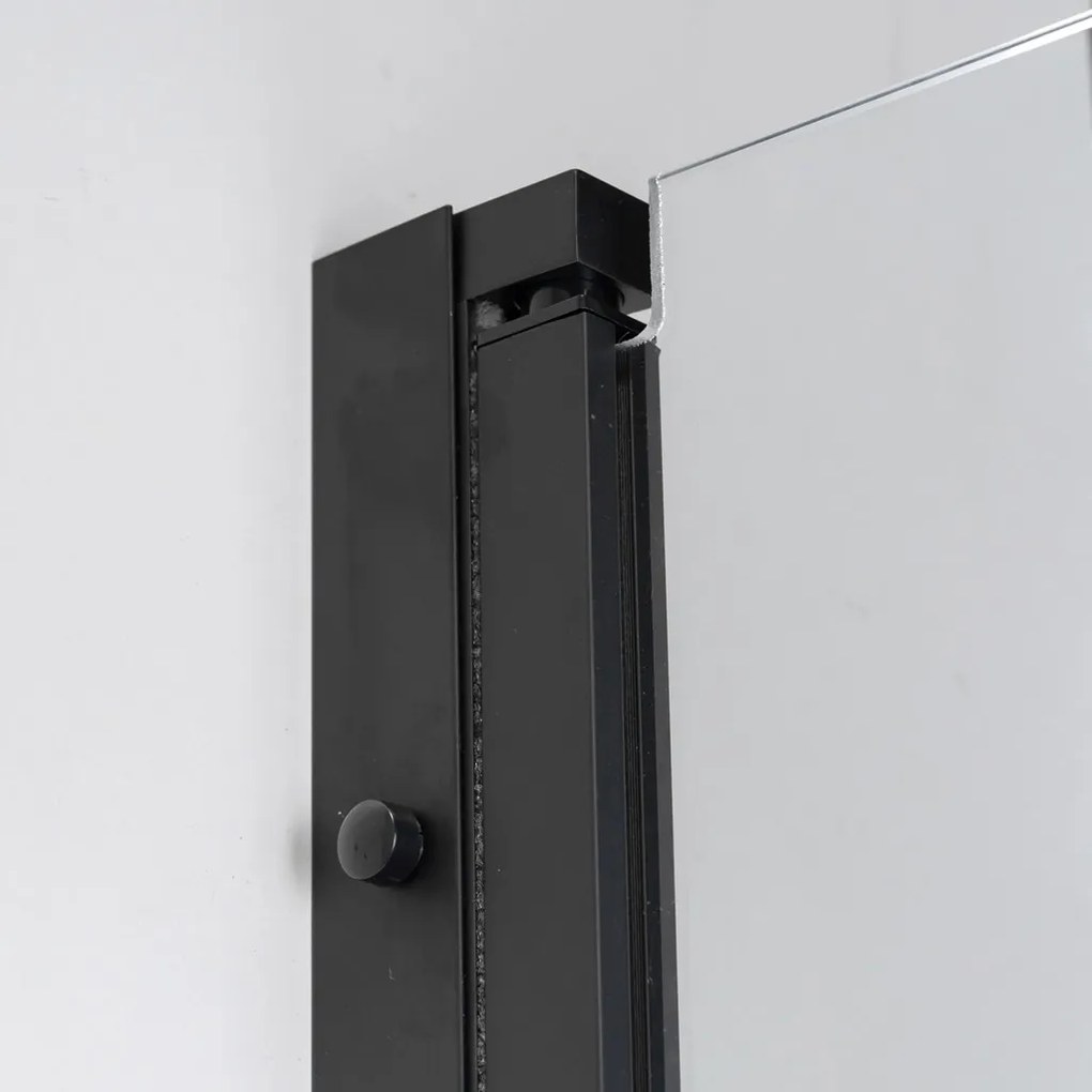 Stuxi Bari Big Black 180 cm széles aszimmetrikus kétszárnyú nyíló zuhanyajtó (80+100 cm), 6 mm vízlepergető üveggel, matt fekete profillal, 195 cm magas