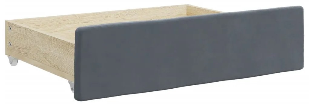 sötétszürke kihúzható bársony heverő fiókkal 100 x 200 cm