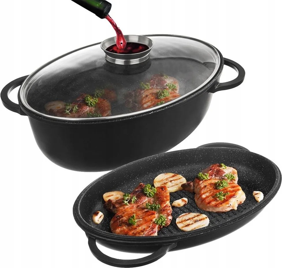 Britfanna Gránit Britfanka Liba Sütő Grillezett Serpenyő 3az1ben