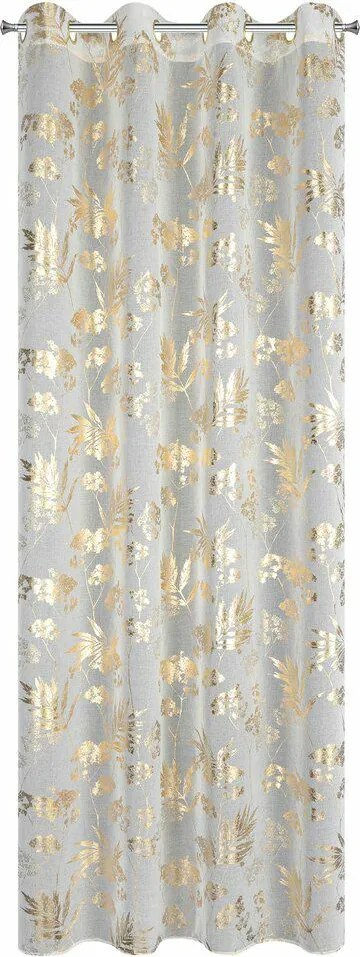 Függöny Kész Leti Fehér Arany Virágok Átvezető Függöny 140x250 cm Fátyol