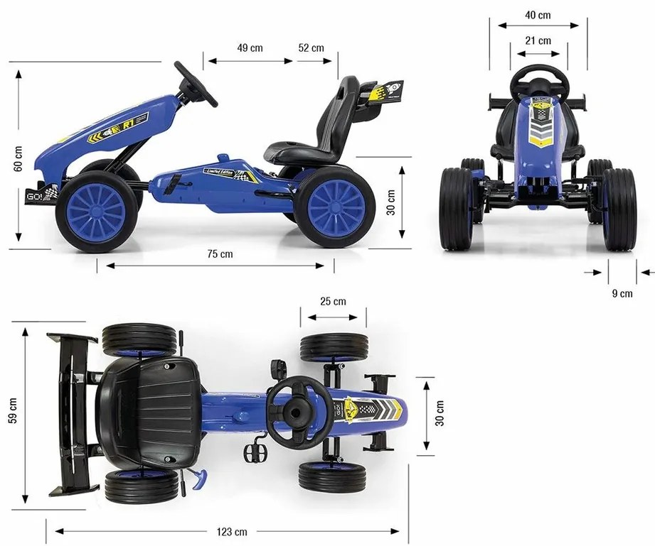 Milly Mally Quadricycle gokart rakéta, kék