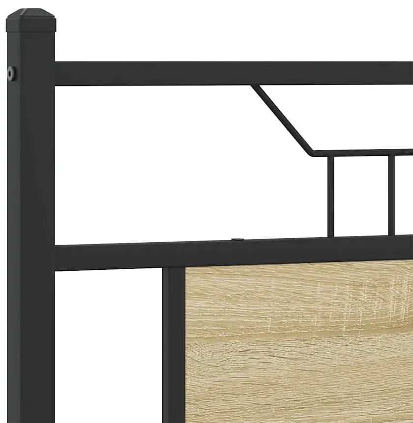 sonoma tölgy színű fém ágykeret matrac nélkül 193 x 201 cm