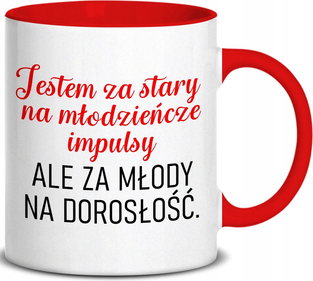 Bögre Piros Fül Beltéri 300ML Fiatalon Felnőttkorra Ajándék