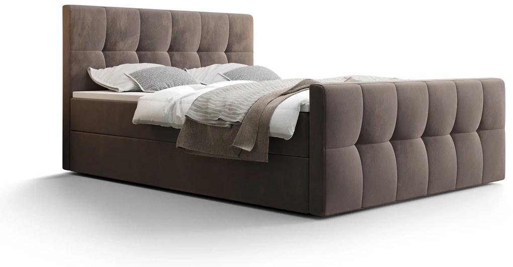 Franciaágy  Boxspring 160 cm Macheta (barna) (matraccal és tárolóhellyel). 1046725