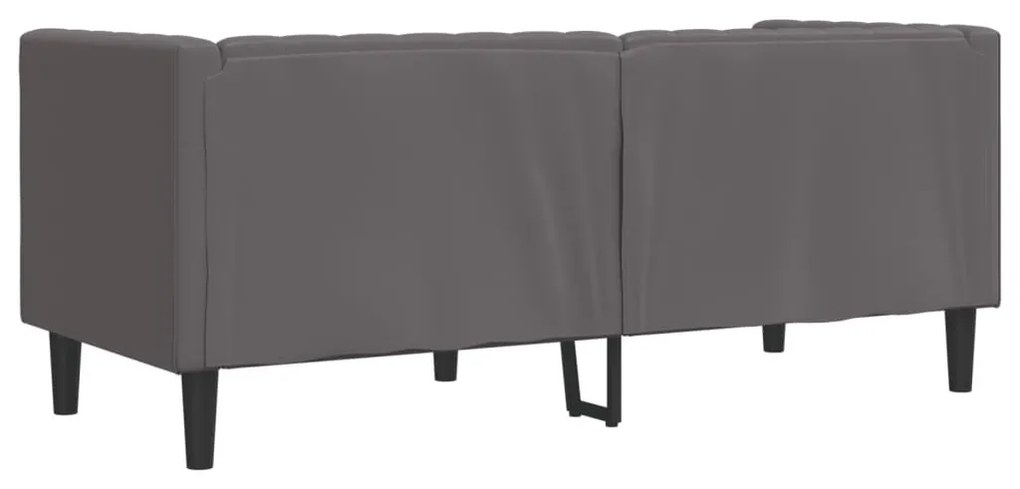 2 személyes szürke műbőr Chesterfield kanapé