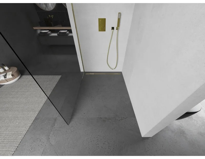Mexen Kioto zuhanyparaván WALK-IN 8mm, 130x200 cm, átlátszó üveg / arany profil, 800-130-101-50-00