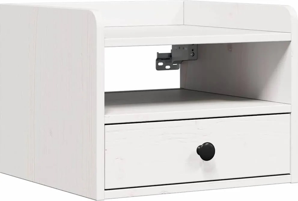 vidaXL Éjjeli asztal fiókkal Fehér 38 x 36 x 29,5 cm Tömör fenyőfa
