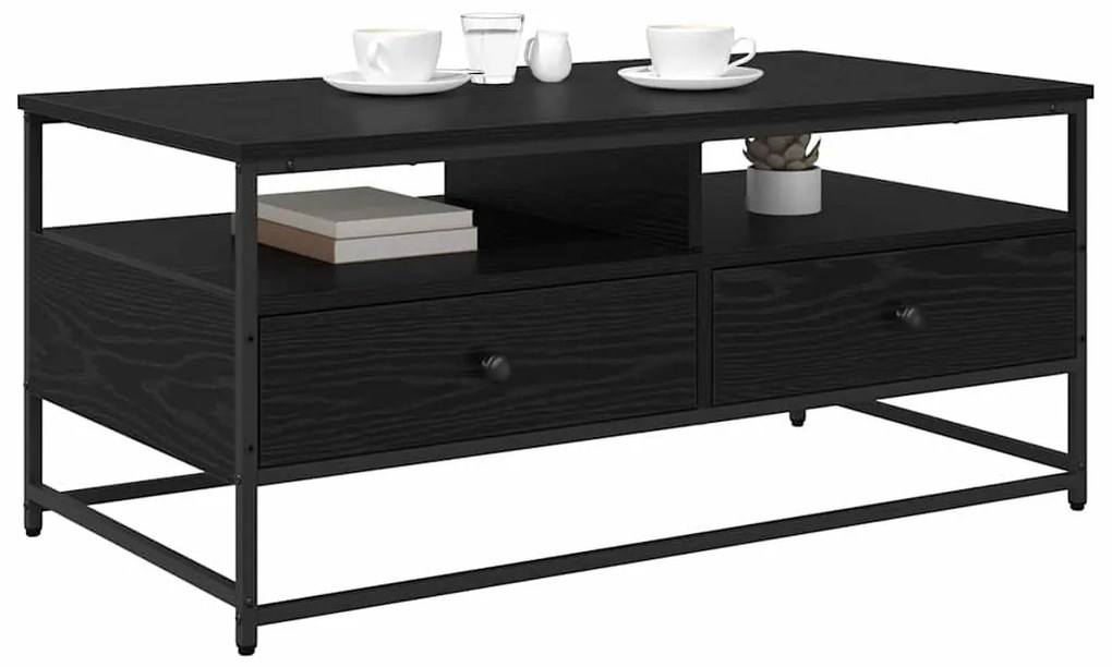 Dohányzóasztal fiókkal Musta tammi 100 x 51 x 45 cm Faanyag