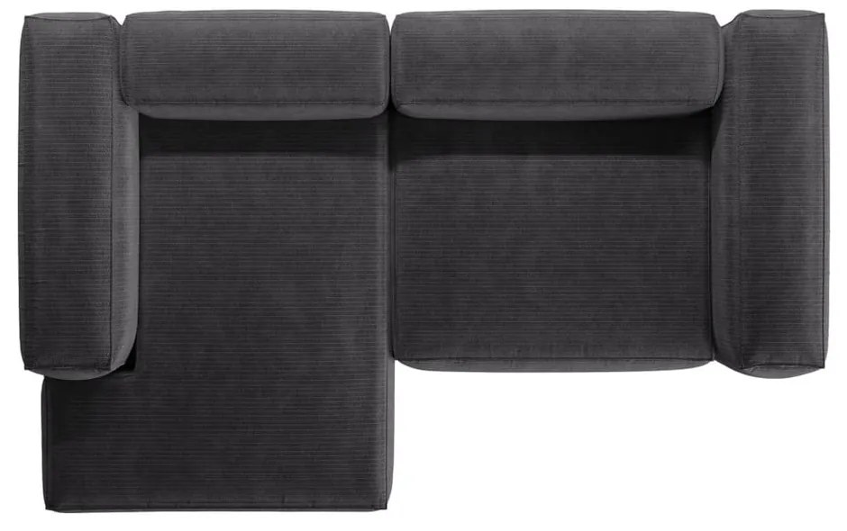 Sötétszürke kordbársony sarokkanapé (bal oldali-heverő résszel) Bergamo – Cosmopolitan Design