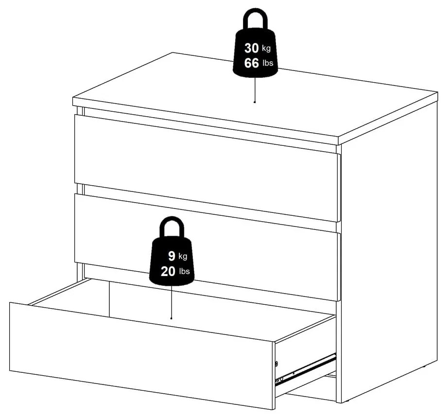 Natúr színű komód tölgyfa dekorral 77x70x50 cm Naia – Tvilum