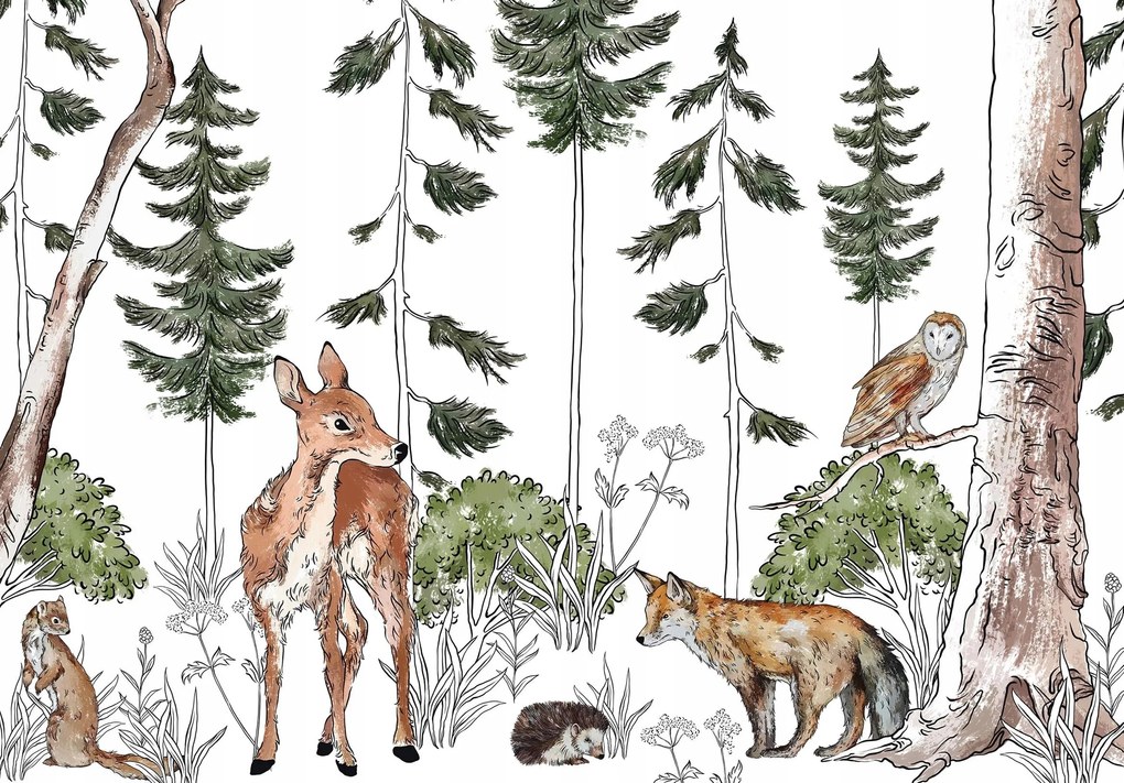 Fotótapéta gyerekeknek Erdő Állatok Flizelin Ragasztó Ajándék 208 x 146