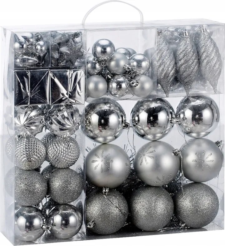 Bombák Karácsonyfa Dekoráció 103db Csillag Ezüst