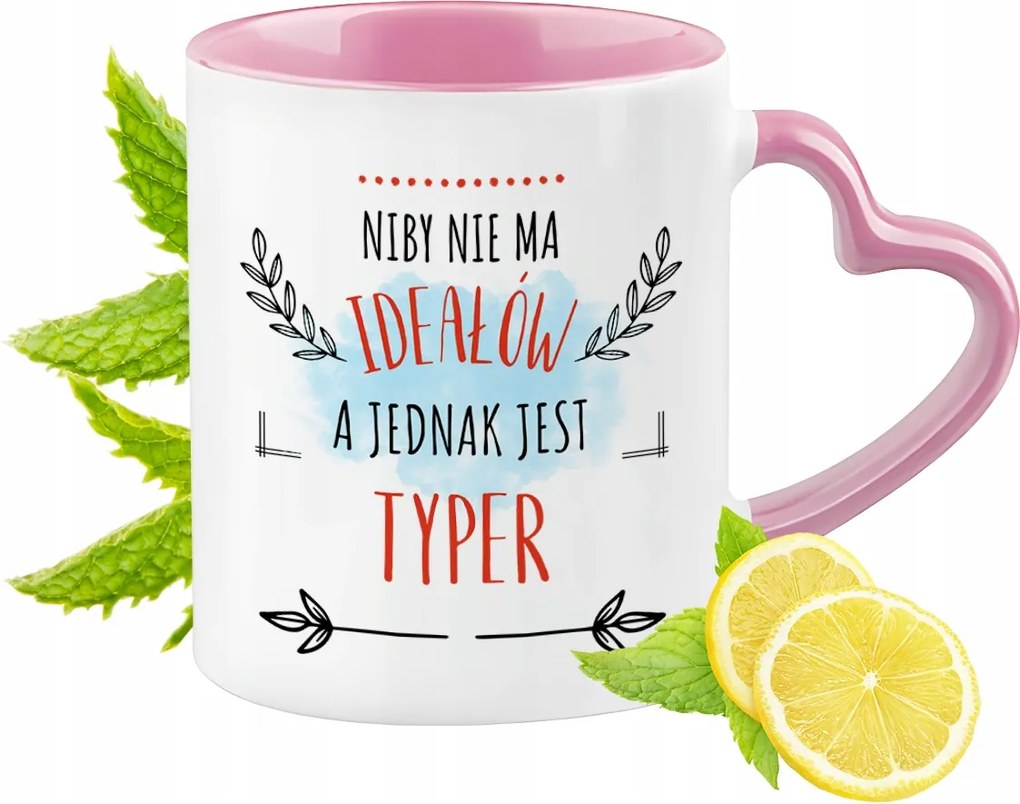 Bögre Tipikus Rózsaszín Szív Alakú Füllel Kávé Ajándék