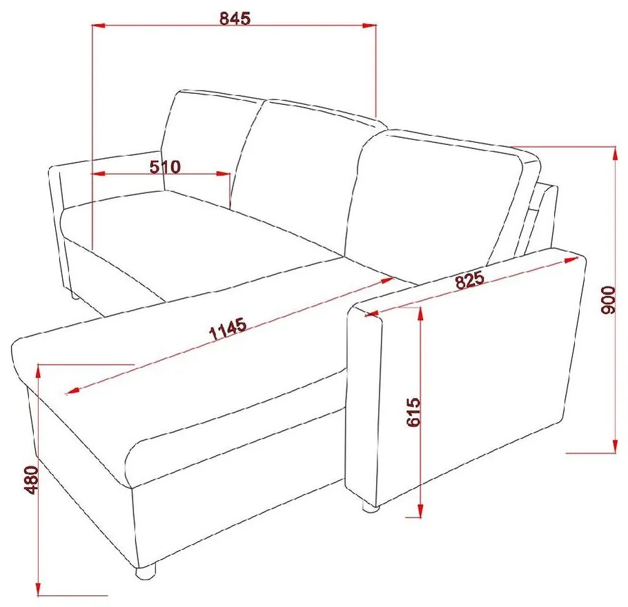 Catini KIMBERLAND kihúzható sarok ülőgarnitúra tárolóhellyel