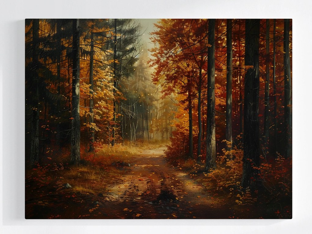 Poszter Természet Erdő Fák Ősz Út 80x60