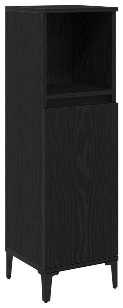 Fürdőszoba Szekrény Fekete Tölgy 30x30x100 cm Műanyag Fa