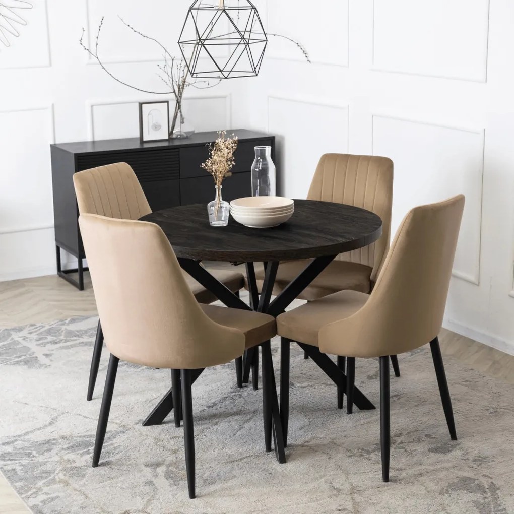 Bővíthető Étkezőasztal Fekete Színben. LUGO 90-190 cm