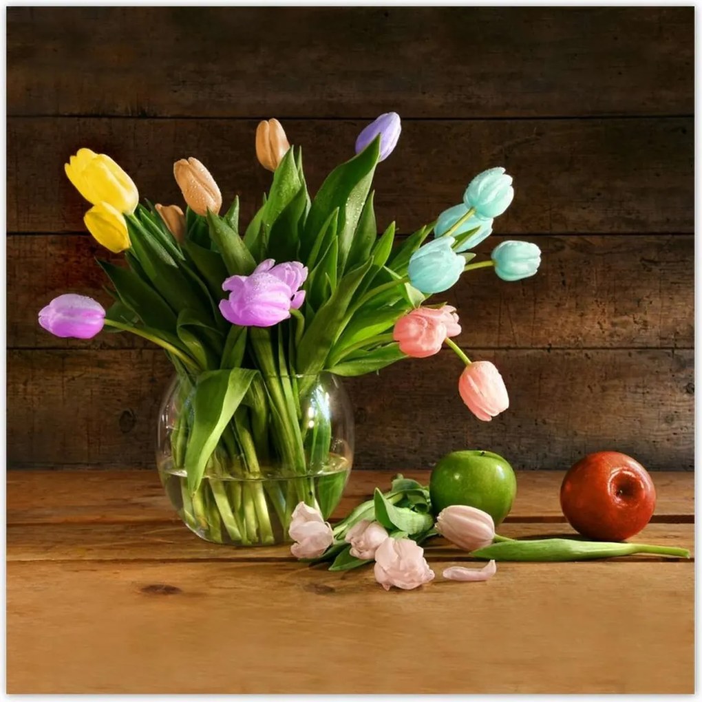 Poszterek 70x70 Csokor Színes tulipánok