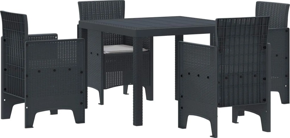 vidaXL Kert étkező szett 5 pcs Antracit Polipropilén