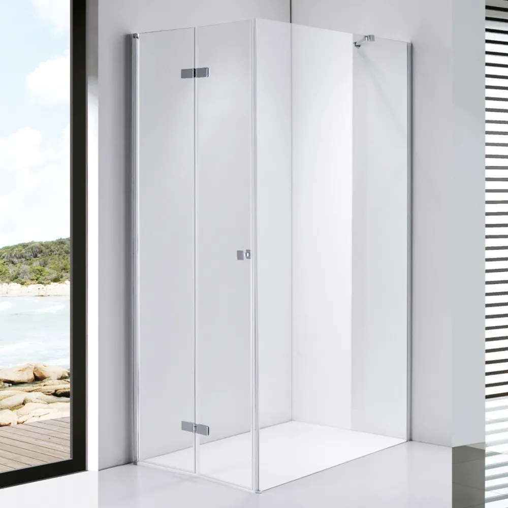 Stuxi Verona 90x110 aszimmetrikus csuklóajtós zuhanykabin 6 mm vízlepergető biztonsági üveggel, króm