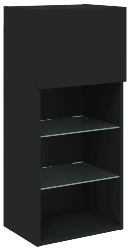 fekete TV-szekrény LED-világítással 40,5x30x90 cm