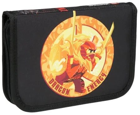 Tolltartó, klapnis, cipzáras, töltött, LEGO Ninjago Dragon Energy, fekete-mintás (L200852502)