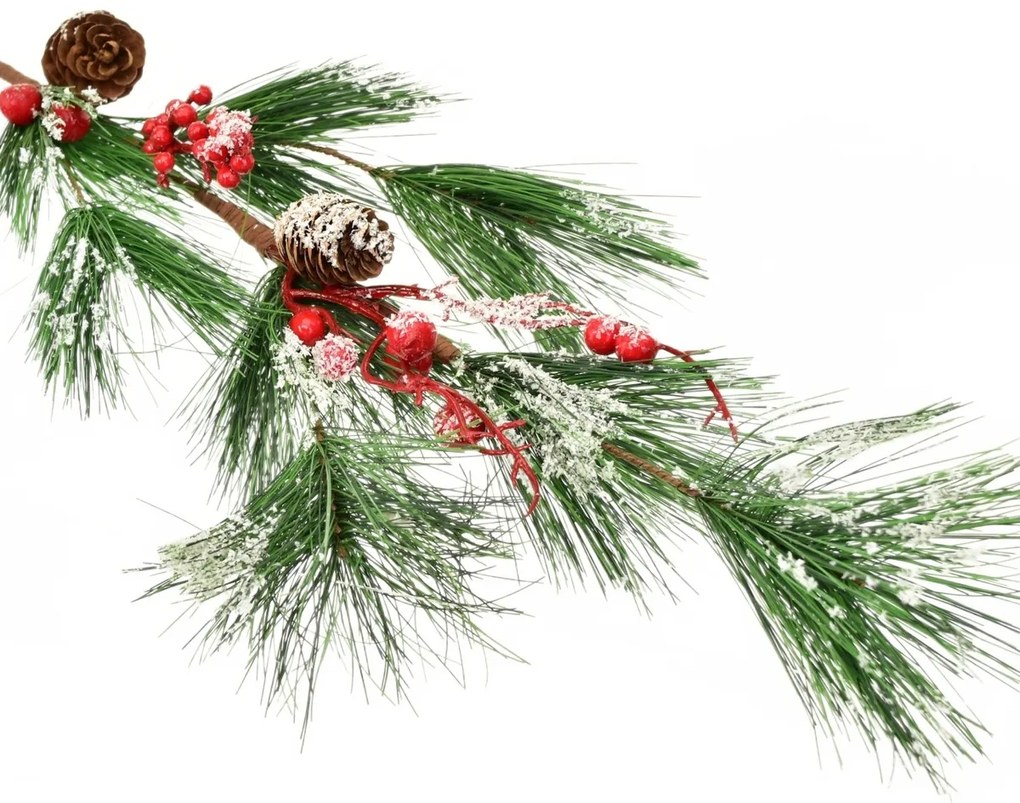 Műfenyő ág díszítéssel, 75 cm