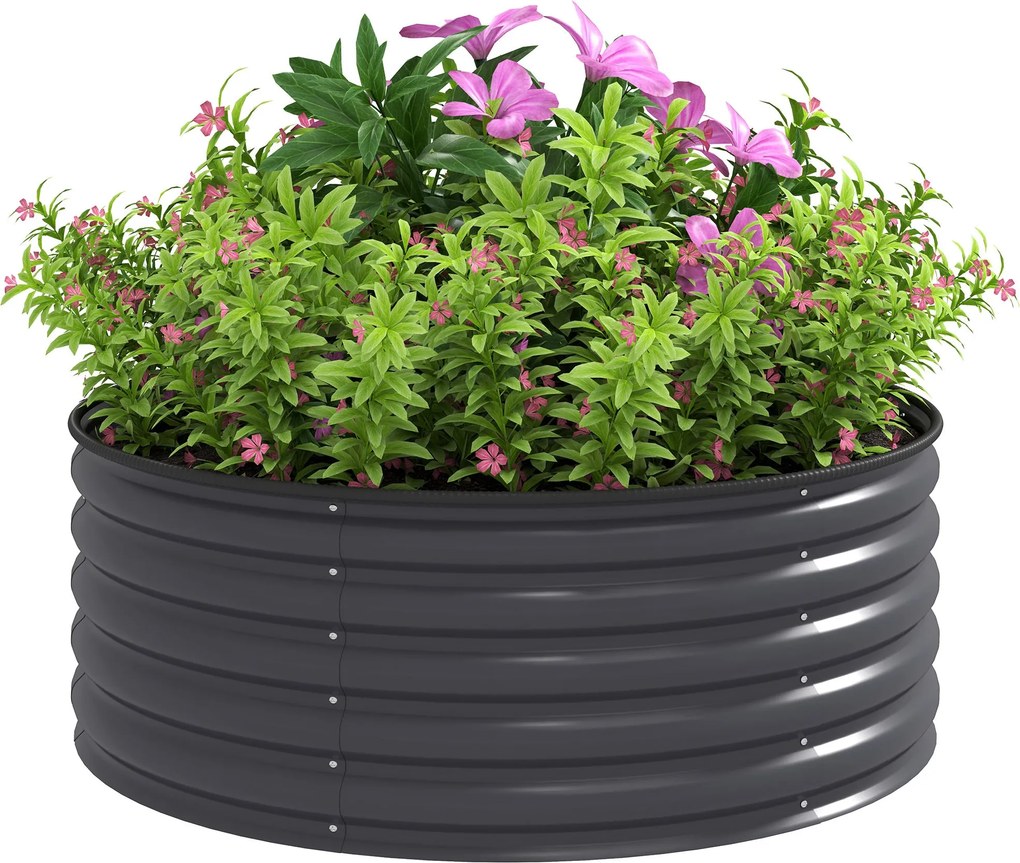 Outsunny Fém Magaságyás, Ültető Ágy, Hidegkeret Kertdoboz, Halmozható Virágcserép, Halmozható Növénydoboz 120x120x43cm Zöldségágy Kert, Erkély, Terasz