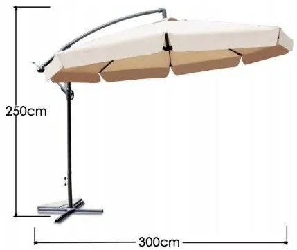 Összecsukható kerti napernyő - krém színű 350 cm