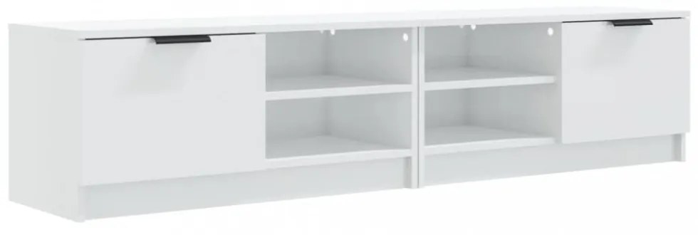 2 db magasfényű fehér szerelt fa TV-szekrény 80x35x36,5 cm