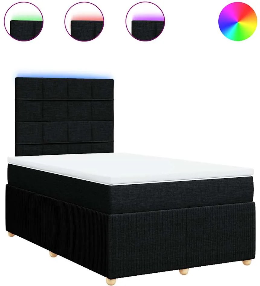 vidaXL fekete szövet rugós ágy matraccal 120 x 200 cm
