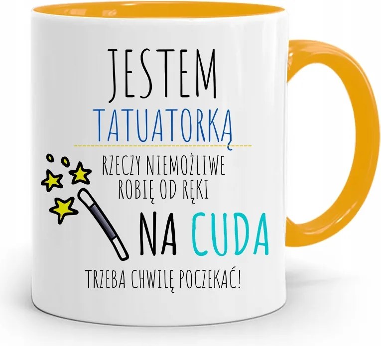 Tetoválóknak Tetováló Bögre Sárga Ajándék fényképes nyomtatással