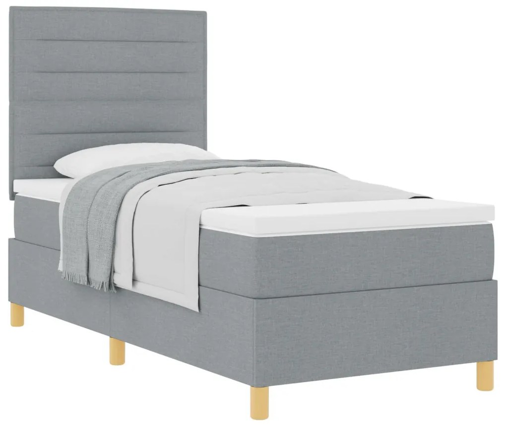 Boxspring ágy matraccal Világosszürke 90x200 cm Szövet