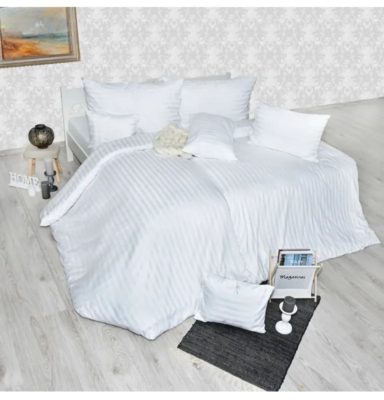 EMI fehér damaszt ágyneműhuzat, A kibővített egyszemélyes ágy szett tartalma: 1x 140x220 + 1x 70x90