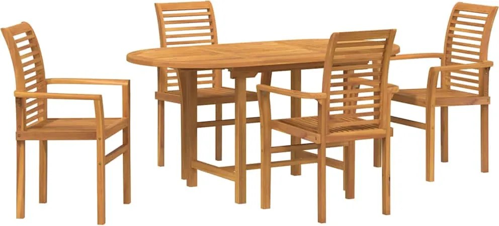 vidaXL Kert étkező szett 5 pcs Barna Tömör Teakfa