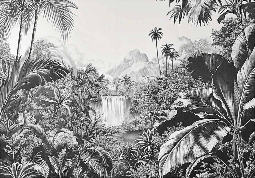 Fotótapéta Dzsungel Fekete-fehér Hálószoba Nappali Tapéta Flizelina 250x175