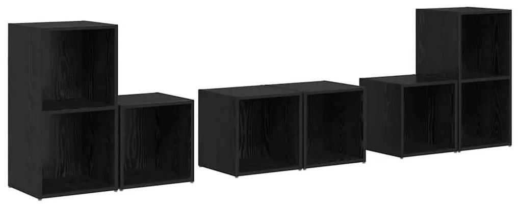 TV Szekrény Szett 6 pcs Fekete tölgy 37 x 35 x 72 cm Faanyag