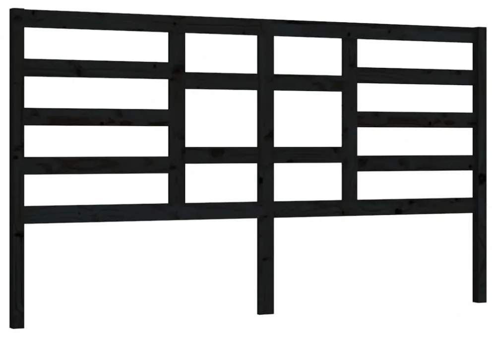 fekete tömör fenyőfa ágyfejtámla 186 x 4 x 104 cm