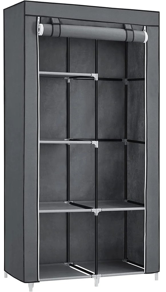 Összecsukható szövet ruhásszekrény, mobil gardrób, 88x45x 70 cm, szürke