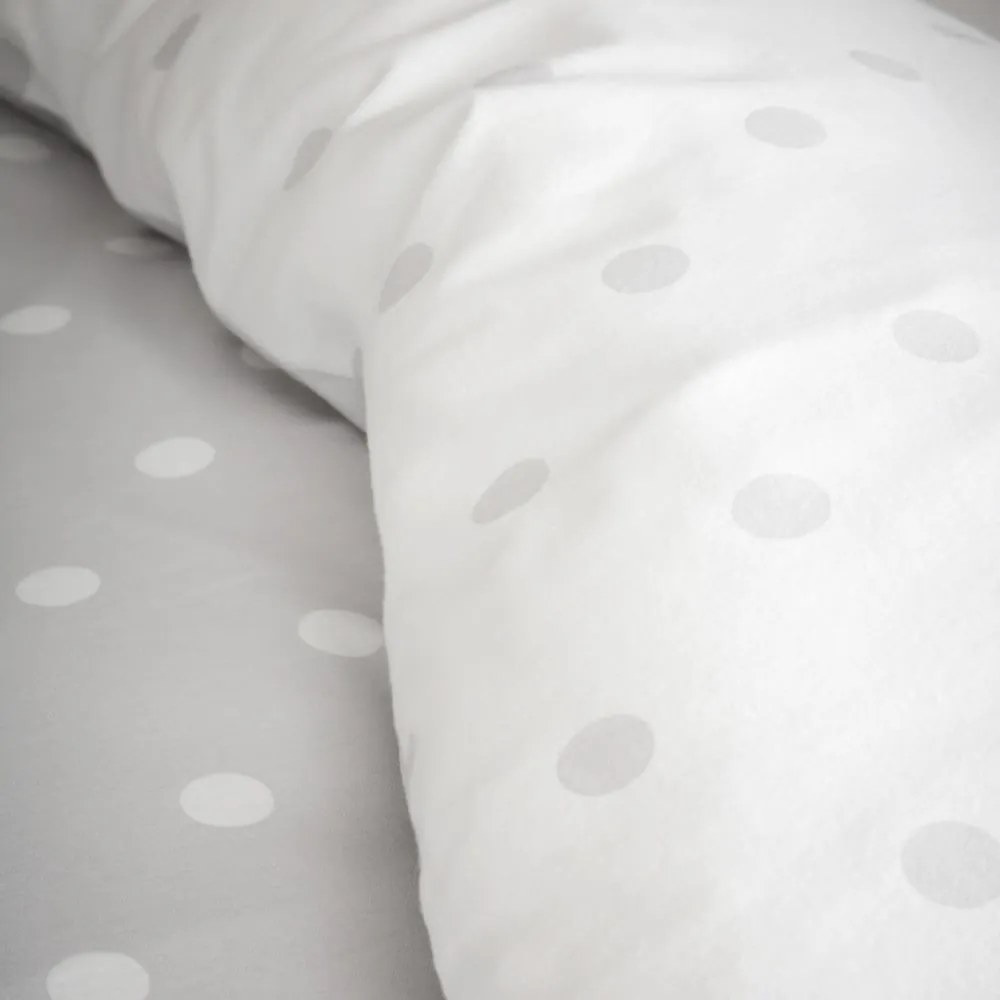 Fehér-szürke egyszemélyes flanel ágyneműhuzat 135x200 cm Polka Dot – Catherine Lansfield