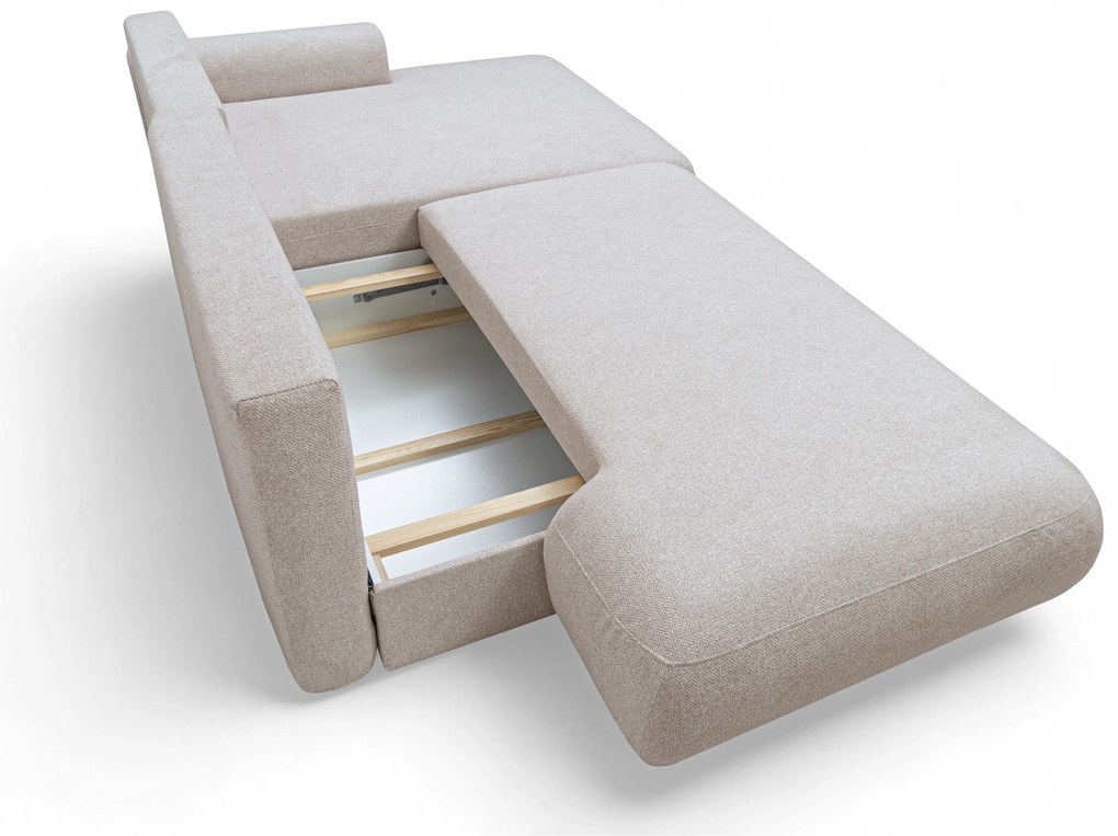 Lotulis L II sarokkanapé ágyfunkcióval jobb oldali - krém vízlepergető kötött Blur 01